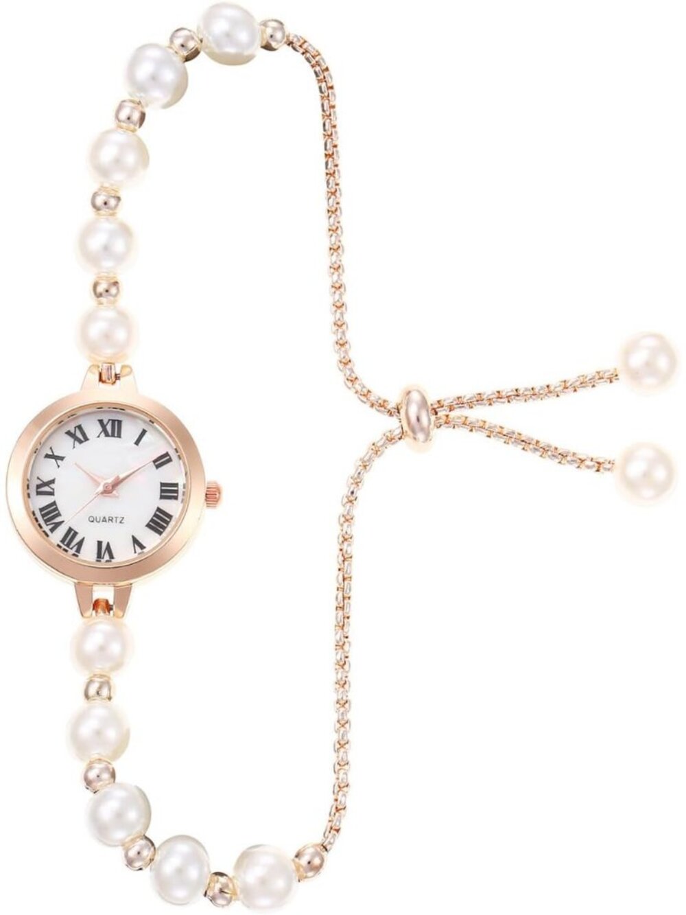 Women's Gold Simple Floral Bracelet Watch Diamond Quartz Light Luxury Watch
